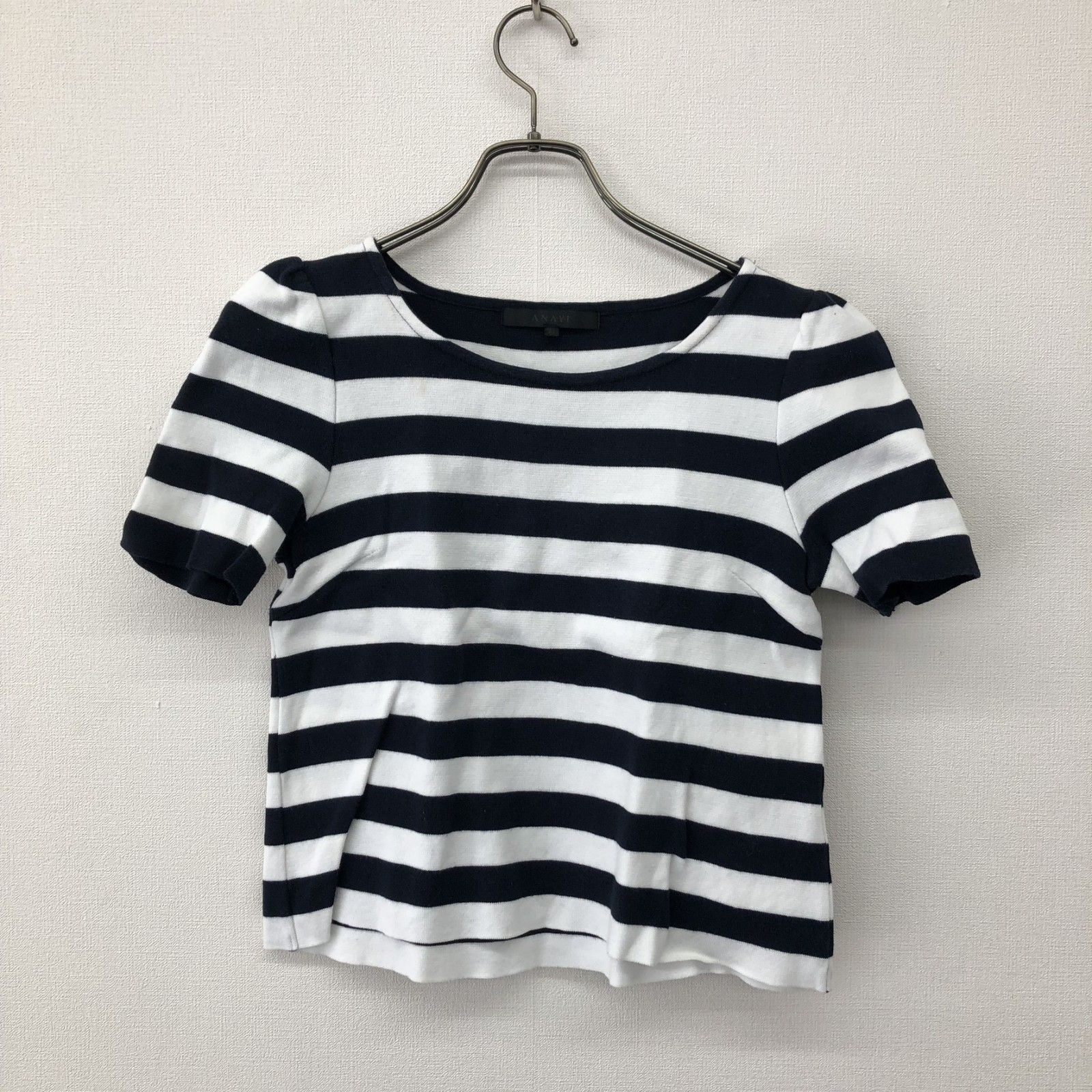 ANAYI】アナイ 白 紺 ボーダー 半袖 Tシャツ レディース - メルカリ