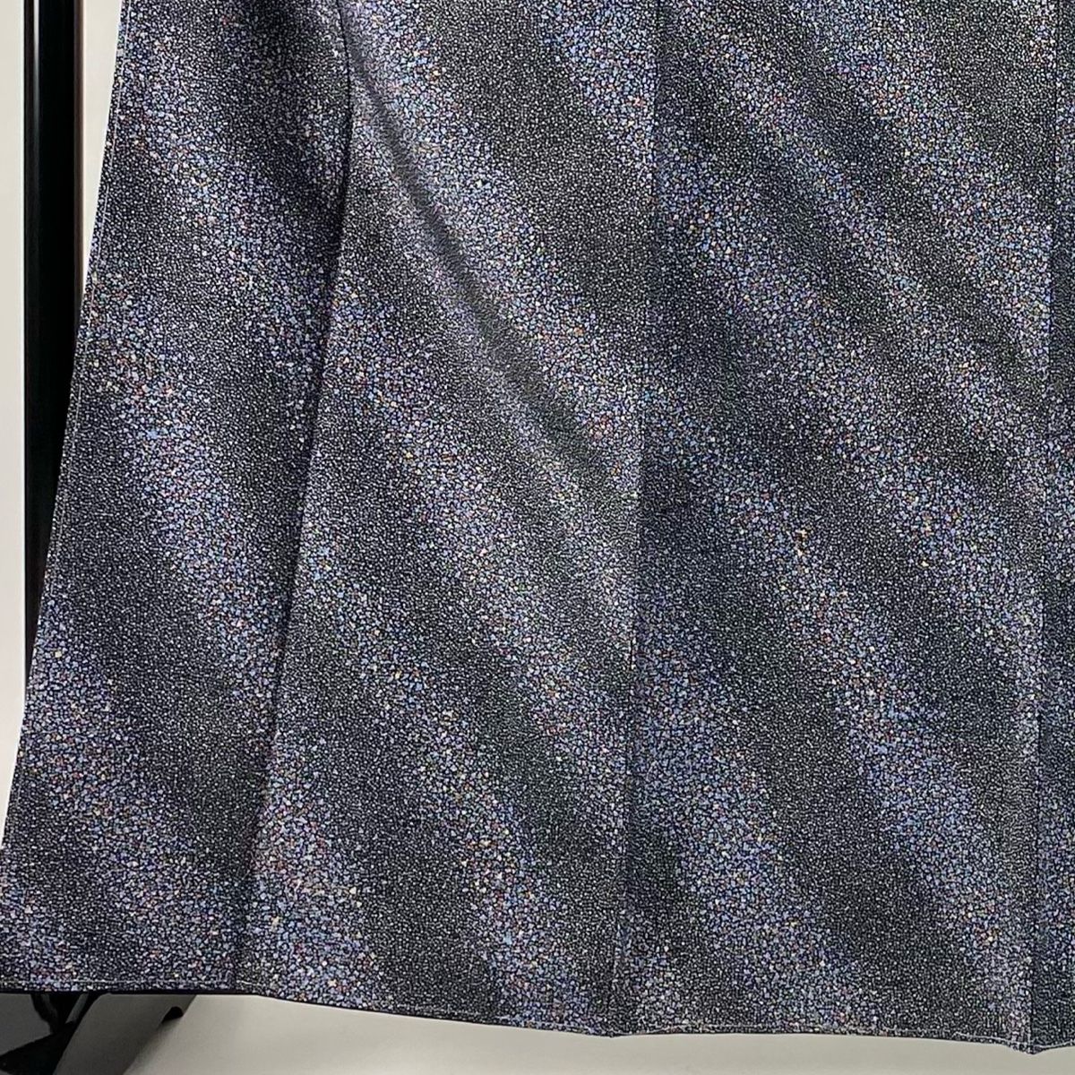 小紋 身丈164cm 裄丈64cm M 袷 名古屋帯セット 斜縞 幾何学 濃紺 正絹 秀品