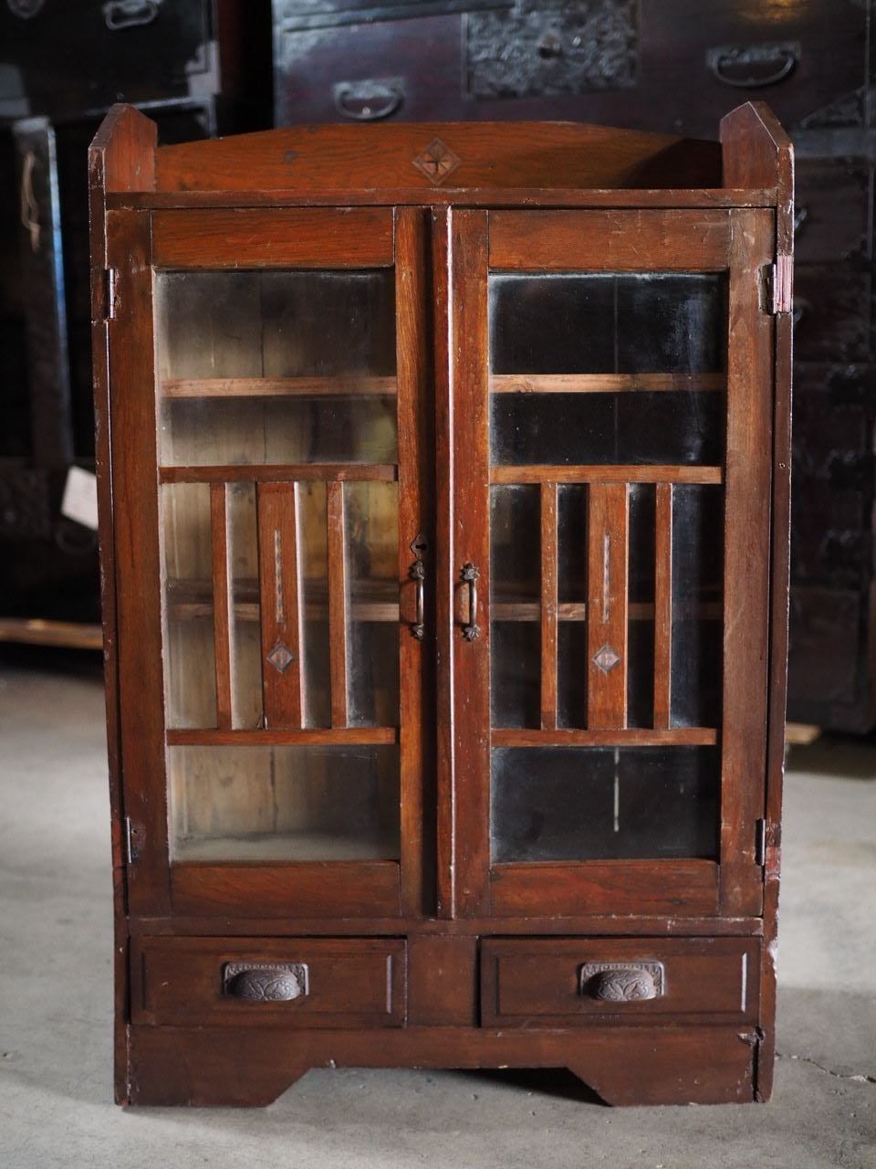 昭和初期の小型ガラスキャビネット古録展 品番S10801