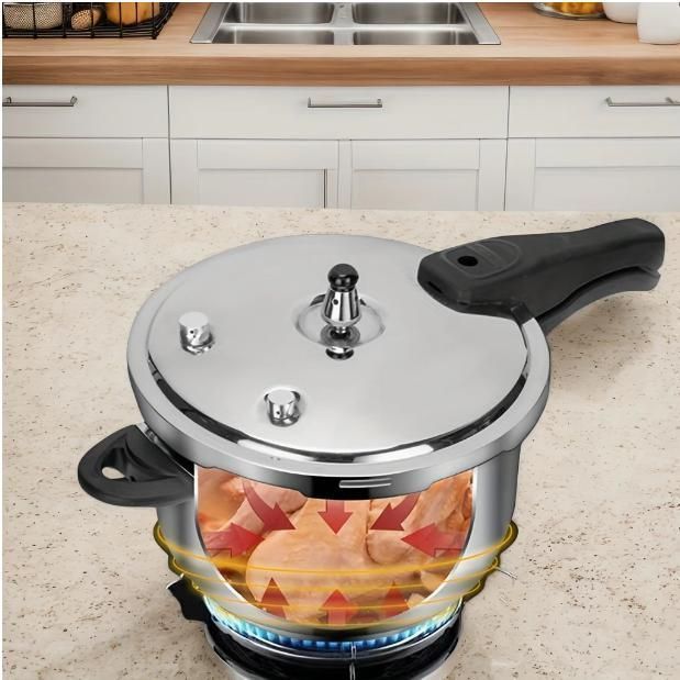 ガラス蓋付きステンレススチール圧力鍋 - ガスストーブ対応 インダクション調理器対応 汎用爆発防止スープパン スープ 米 雑の調理に