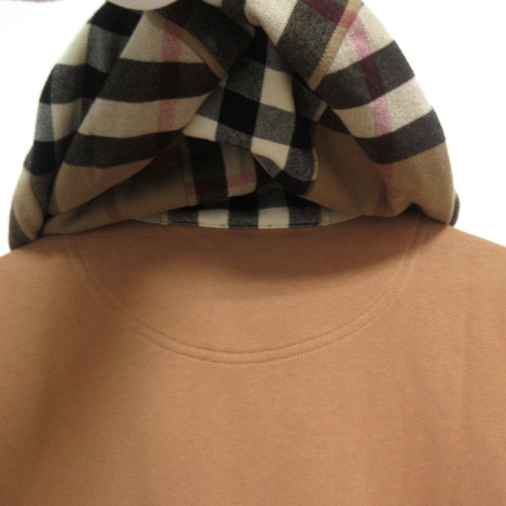 BURBERRY ブラウン フード付きパーカー XS 美品 BURBERRY バーバリー ノバチェックフード ジップアップ