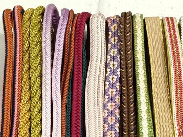 平和屋着物○和装小物 帯締め10本 高麗組 手組紐 金糸 逸品 未使用  