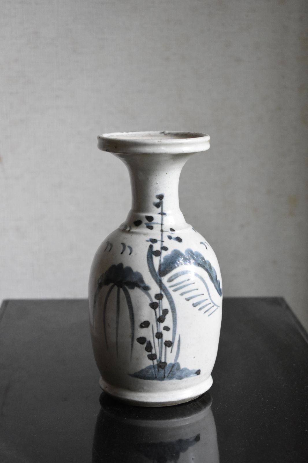 初期伊万里 染付　高18.5cm　☆ 花瓶 花入 花生 徳利 江戸時代 伊万里焼 OSIa4ynm