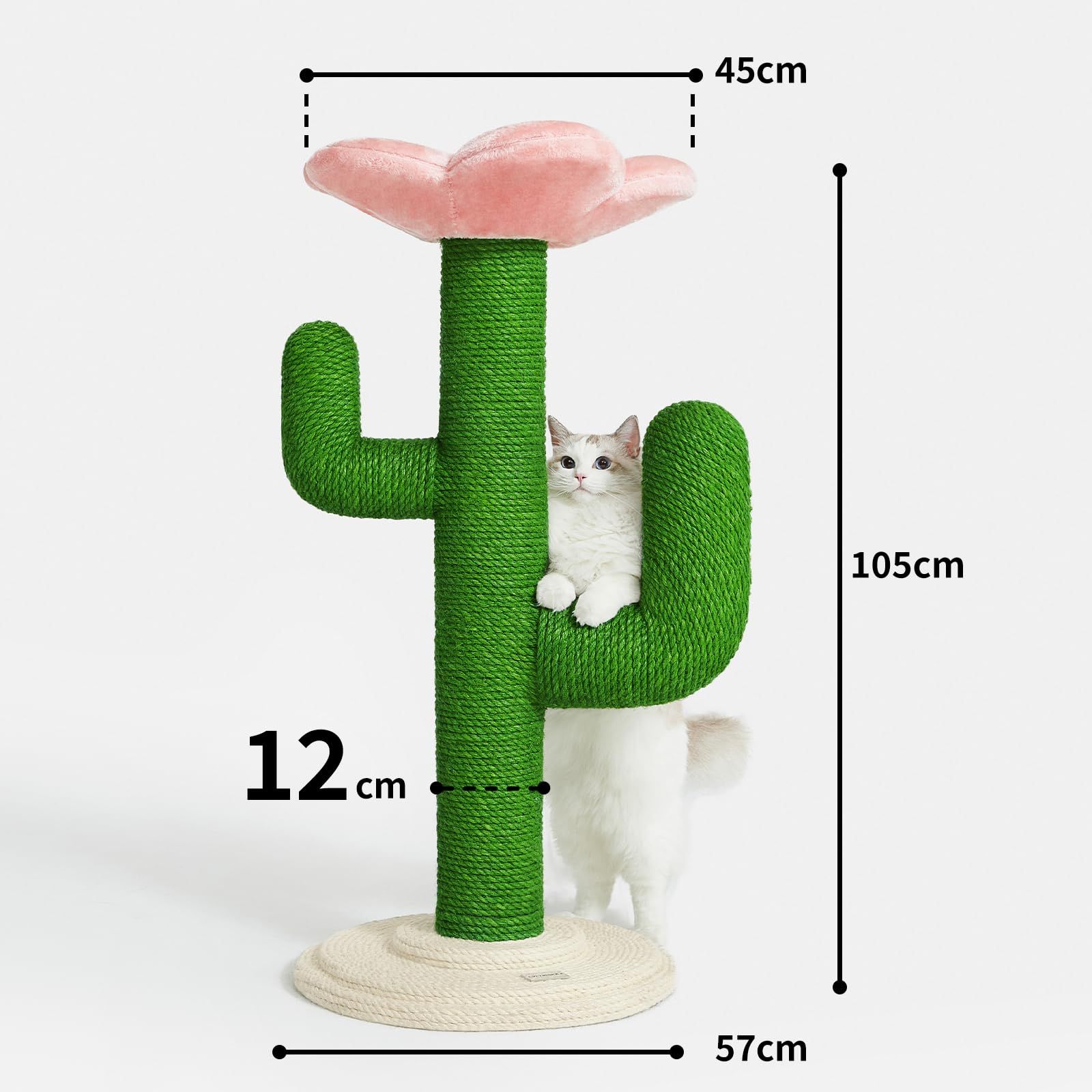 VETRESKA ベトレスカ105cm 猫 爪研ぎポール サボテン型 猫つめとぎ スクラッチポール キャットタワー インテリア 安定 頑丈 長持ち縦置き型 運動不足やストレス解消 天然サイザル麻組み立て簡単 Blooming Cactus 105cm
