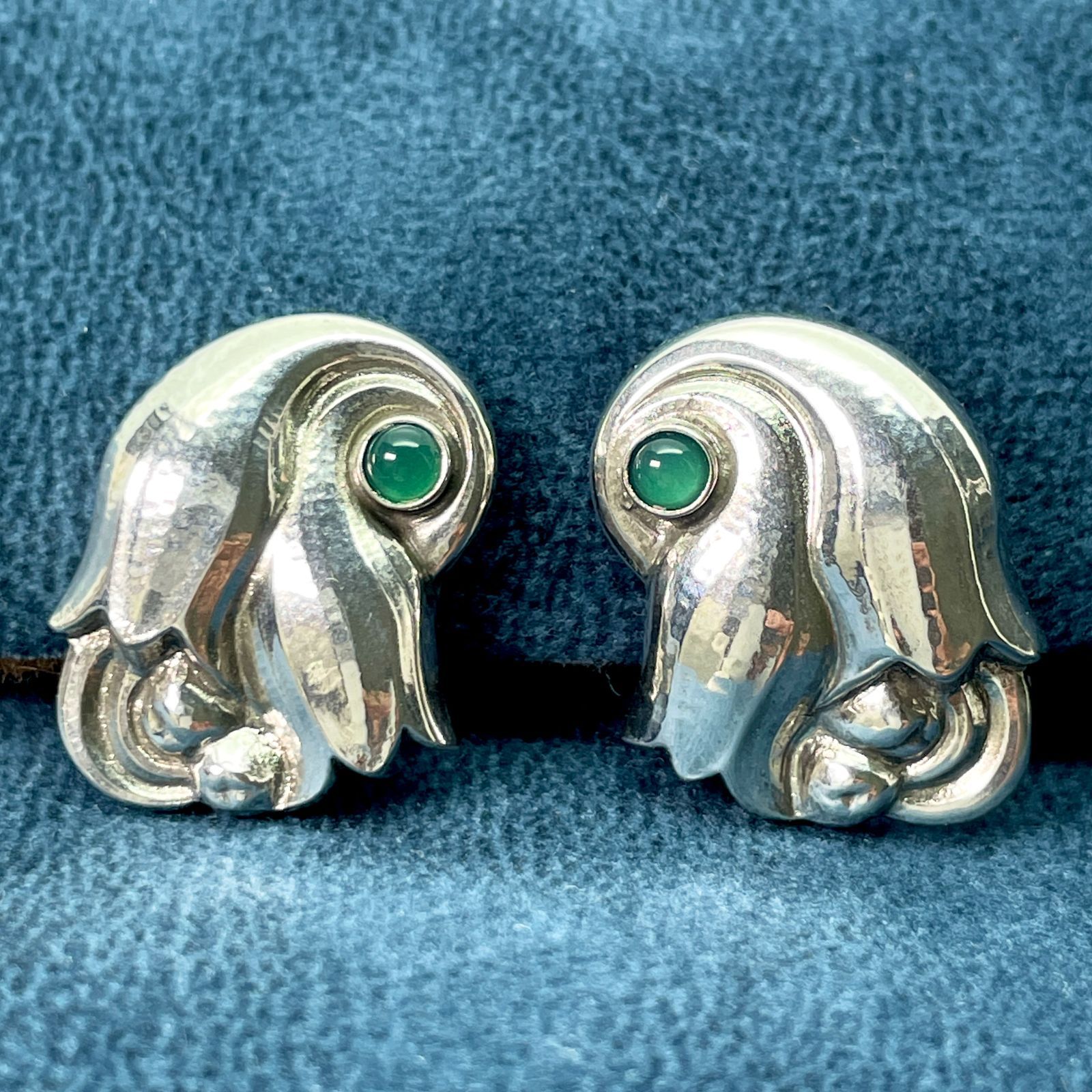 ジョージジェンセン グリーンカルセドニー 100A イヤリング/24-3173S  