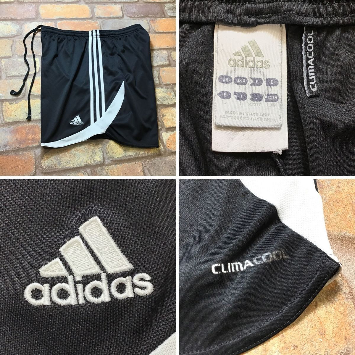 SP1-349★USA買付品★格安★速乾・通気★ブラック【adidas アディダス】CLIAMCOOL 3ストライプ ショーツ【レディース L】スポーツ ランニング ジム USA古着