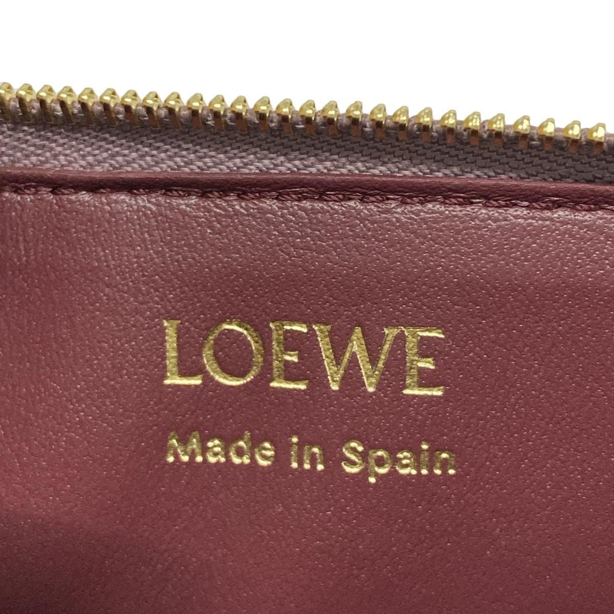 LOEWE(ロエベ) コインケース美品  ノット コインカードホルダー ライトパープル×ボルドー L字ファスナー/カードケース付き