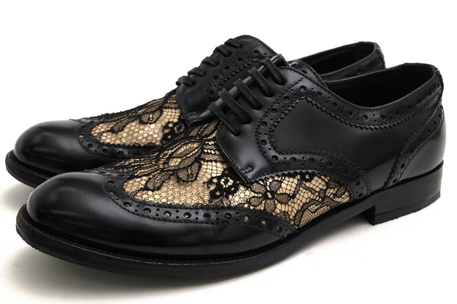 ドルガバ DOLCE＆GABBANA シューズ ビジネスシューズ 靴 ビジネス レディース 女性 女性用 レザー 革 本革 ブラック 黒 オックスフォードシューズ ウイングチップ