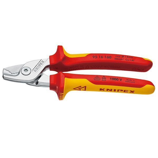 KNIPEX クニペックス 1000V絶縁ケーブルカッター ステップカット 全長160mm パック入 9516-160SB