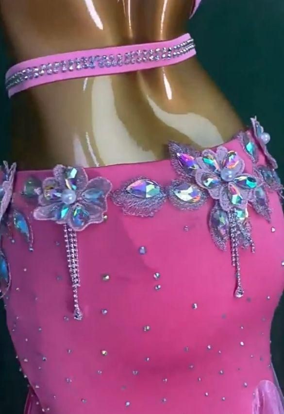 ベリーダンス衣装 ブラ ベルトスカートセット ピンク オーダーメイド 6