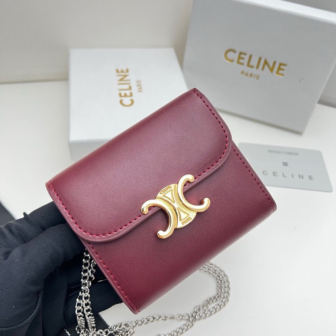 すぐ届く！幅広く使える CELINE トリオンフチェーンウォレット 本日限定】?Celine トリオンフ チェーンウォレット 10783 ? 高級