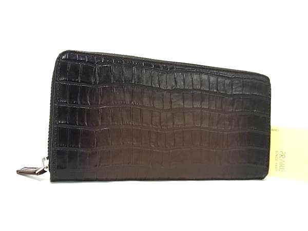 ■新品■未使用■ PRARE プレリー クロコダイル型押しレザー ラウンドファスナー 長財布 ウォレット 小銭入れ ブラウン系 BJ9211 □新品□未使用□ PRARE プレリー クロコダイル型押しレザー ラウンド