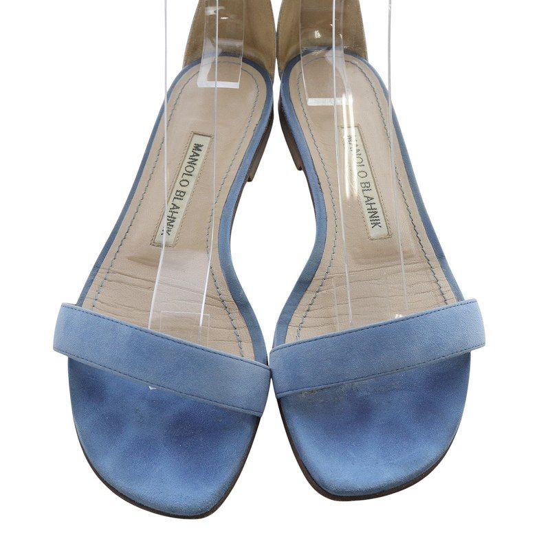 マノロブラニク　フラット36/5 スエードブルー マノロブラニク MANOLO BLAHNIK CHAFLAHI フラット ストラップ