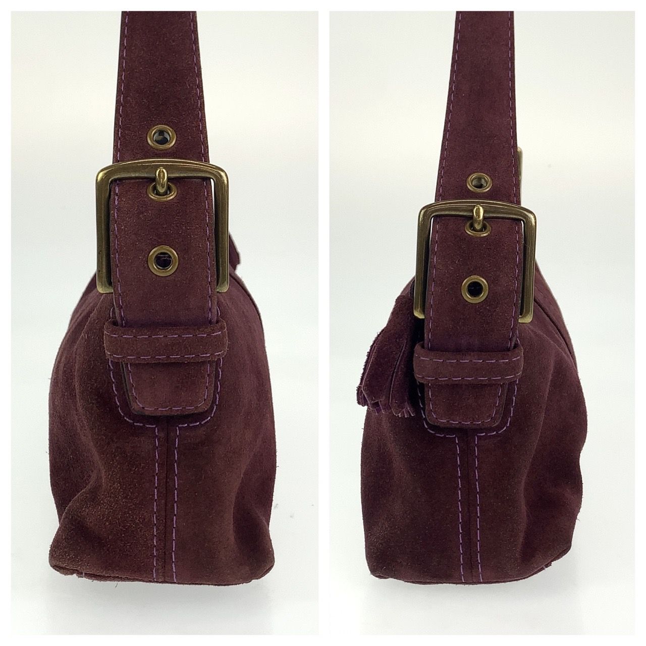 COACH コーチ パープル 紫 ボルドー ゴールド金具 スウェード 