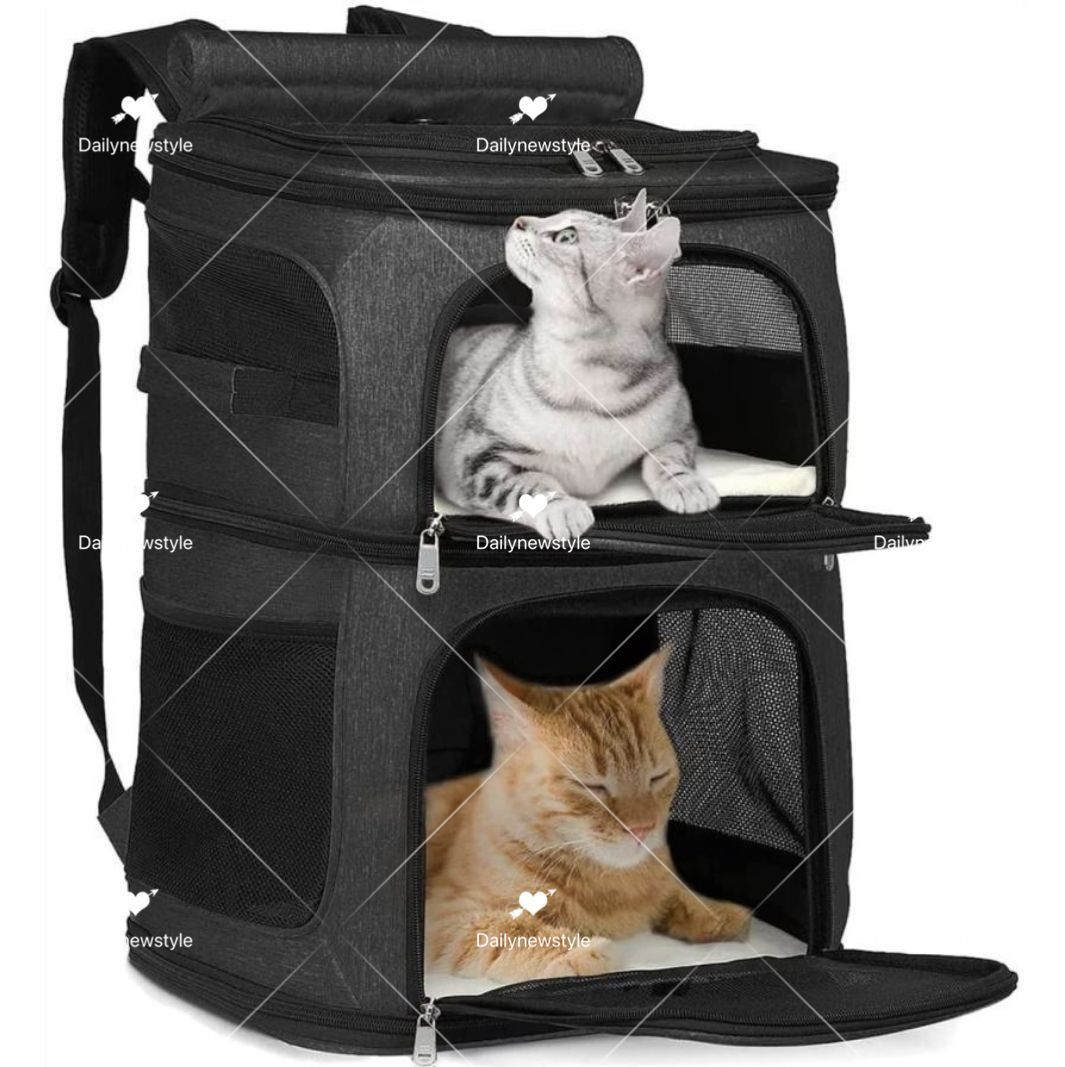 人気推薦◆ペットキャリーバッグ 犬 猫 キャリーバッグ リュック 犬キャリーバッグ 猫用 リュック 二段式 耐荷重8.5kg 通気性 安定性 小型犬|猫|小動物適用 旅行|通院|散