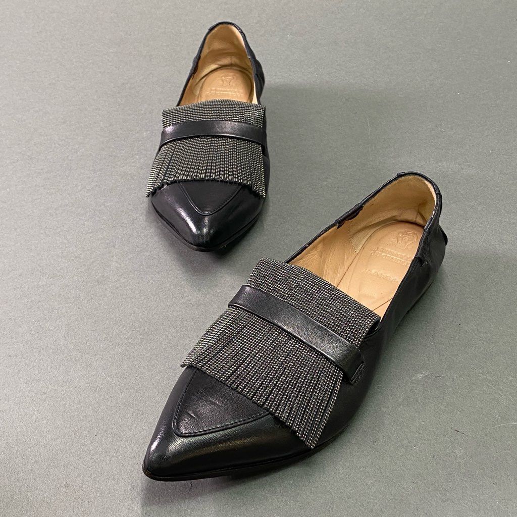 2e10 BRUNELLO CUCINELLI ブルネロクチネリ ラメフリンジ ローファー 