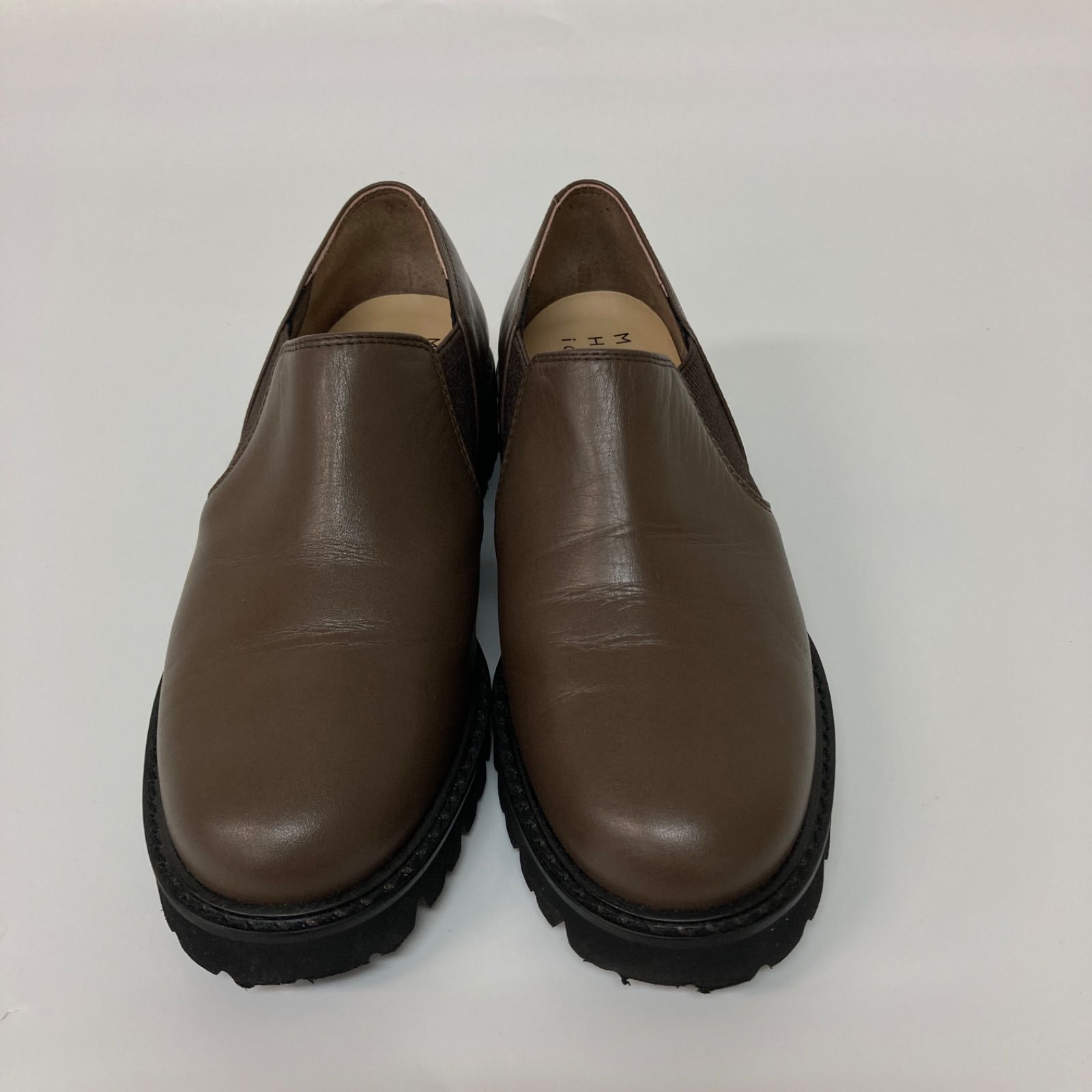 MARGARET HOWELL idea マーガレットハウエルアイデア 靴 サイドゴア スリッポン シューズ ブラウン ブラック レディース 22.5cm KS98