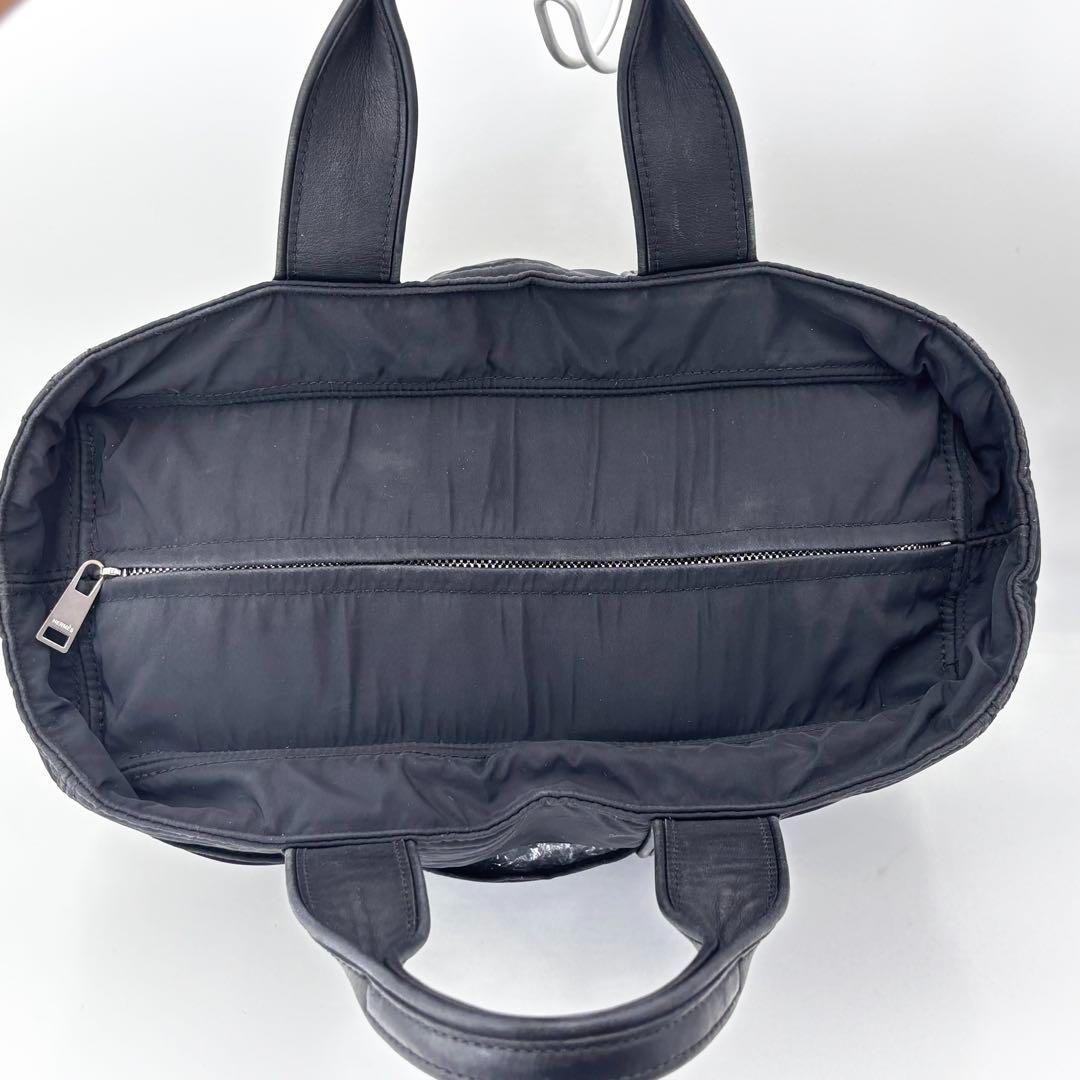 HERMES エルメス アカプルコPM トートバッグ 黒 ナイロン レザー