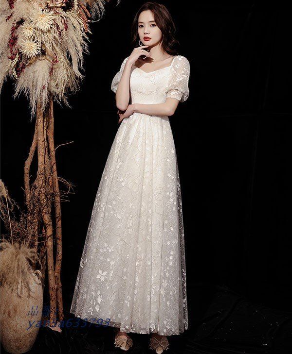 ドレス 大人 ピアノ 発表会 ロング丈 ぽっちゃり ステージドレス Aライン 袖付き ワンピース イブニングドレス 大きいサイズ ピアノ発表会 演奏会 yan5a633793