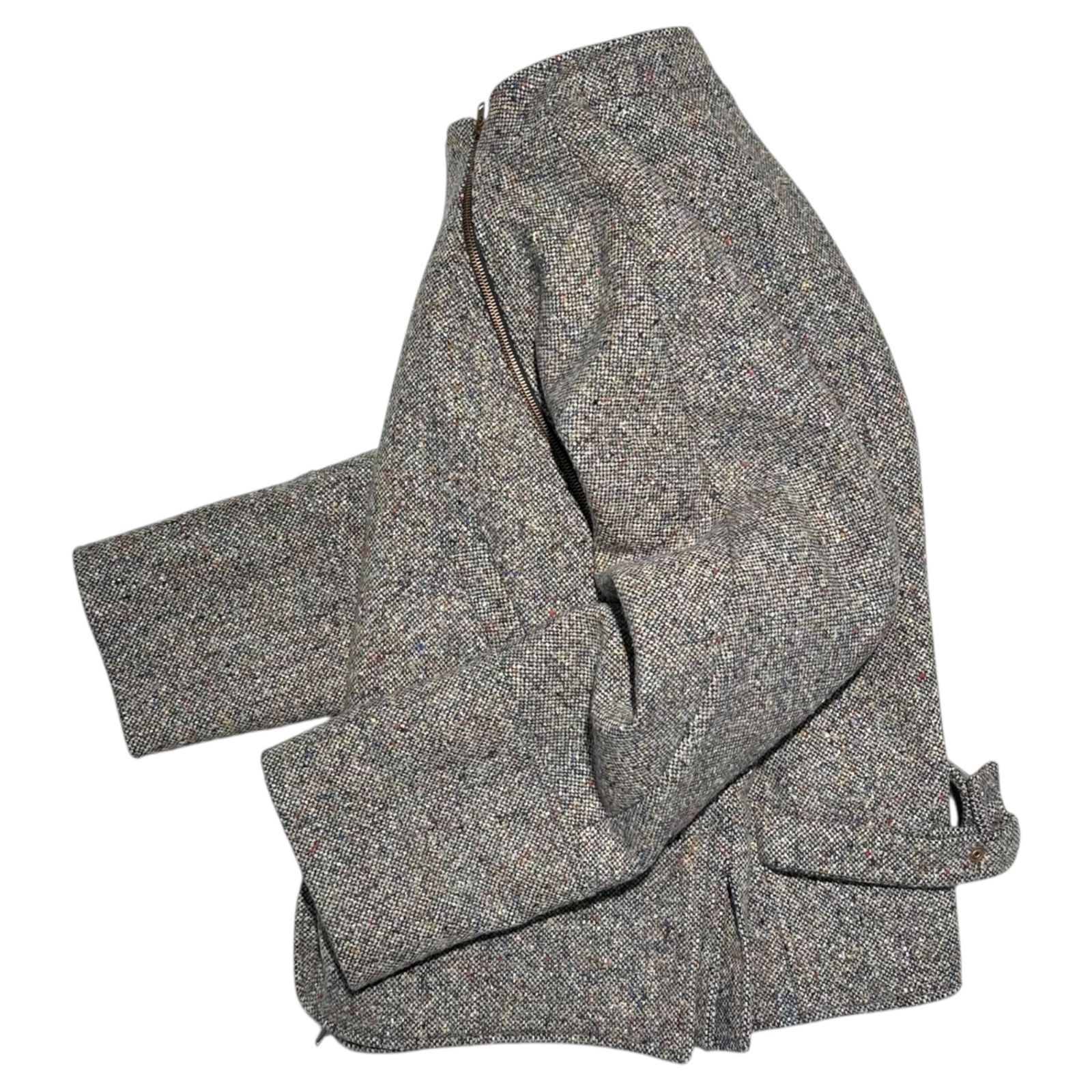 VERONIQUE BRANQUINHO ヴェロニクブランキーノ Archives Diagonal Zip Mixed Wool Tweed High-Neck Jacket アーカイブ 斜めジップ ミックスウール ツイード ハイネック ジャケット