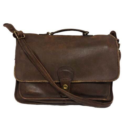 Coach Coach Vintage Briefcase Handbag Shoulder Bag 035-3139 Leather Solid Brown Brown Gold Gold