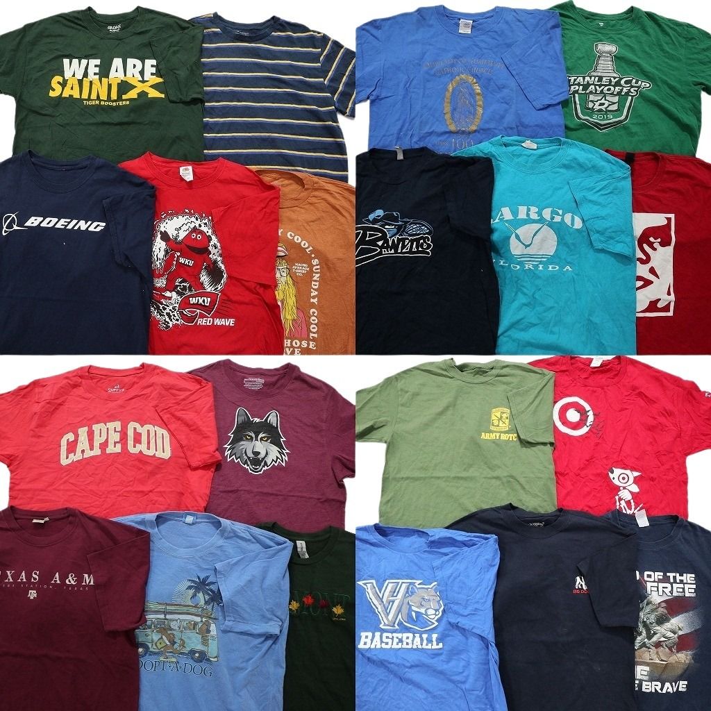 古着卸 mix プリント 半袖Tシャツ 20枚セット メンズ L NHL スターズ ボーダー 英文字プリント 古着 NA0217