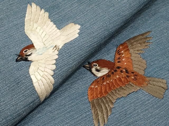 平和屋本店□極上 アンティーク 大正ロマン 九寸名古屋帯 総手刺繍 雀