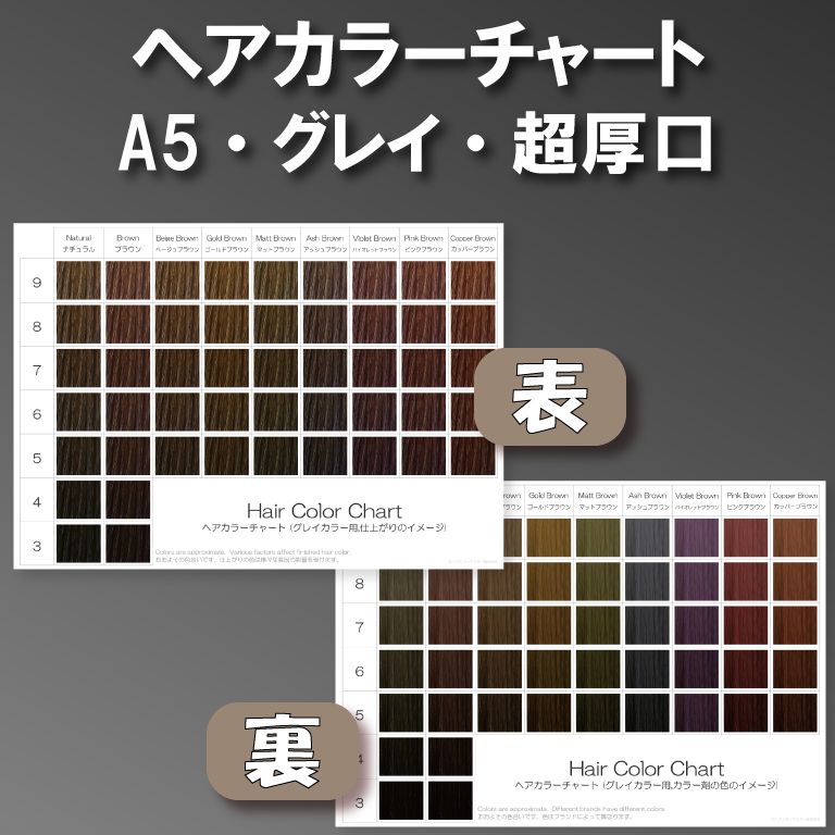 ヘアカラーチャート グレイカラー(白髪染め) A5超厚口両面 - メルカリ