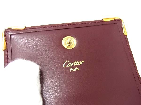 カルティエ Cartier マストライン ボルドー レザー コインケース
