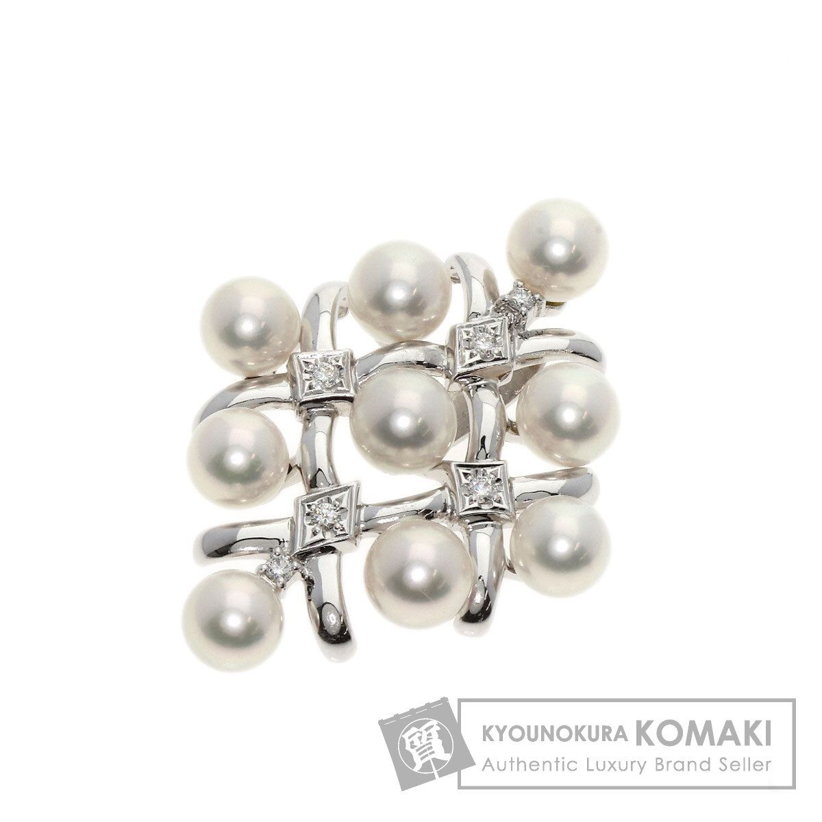 MIKIMOTO ミキモト パール 真珠 ダイヤモンド ピアス K18YG レディース 