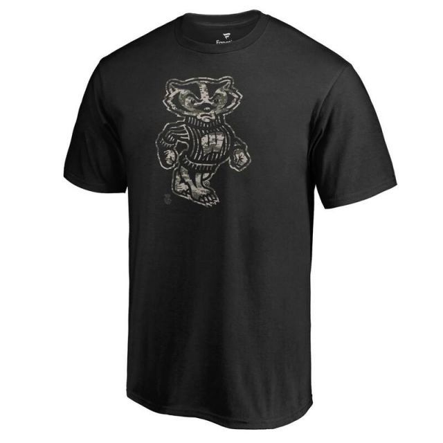 【送料無料】 アンブランデッド メンズ Tシャツ トップス Men's Fanatics Branded Black Wisconsin Badgers Cloak T-Shirt Wis Black