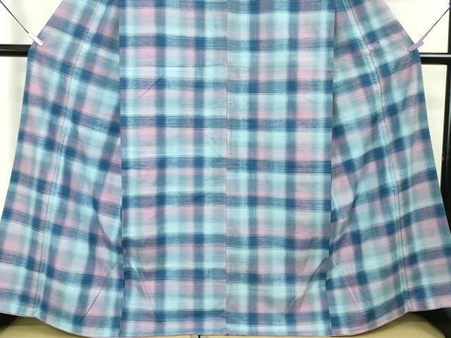 平和屋本店□極上 紅花紬 米沢 格子 そごう百貨店扱い 逸品 未使用