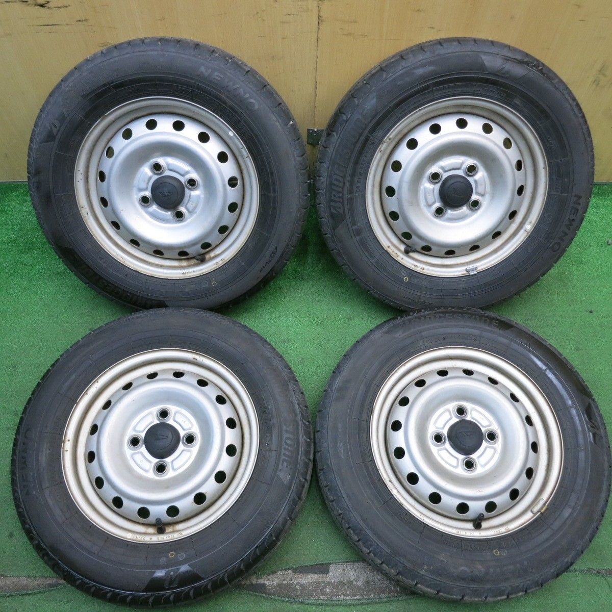 バリ溝 23年 9.5分以上 ダイハツ ミラ アトレー 等 純正 スチール 145|80R13 ブリヂストン NEWNO ニューノ 13インチ PCD100|4H 5061606AKノ
