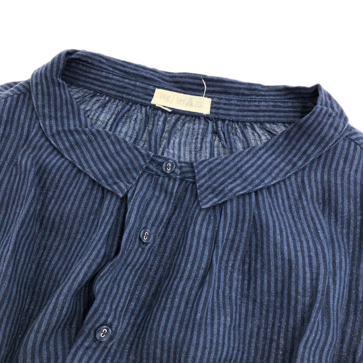 fog linen work フォグリネンワーク シャツワンピース ネイビー