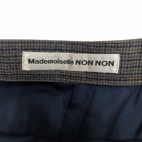 マドモアゼルノンノン　ウールチェック柄フレアスカート　サイズ40 日本製 マドモアゼルノンノン mademoiselle NON NON ウール混 千鳥柄
