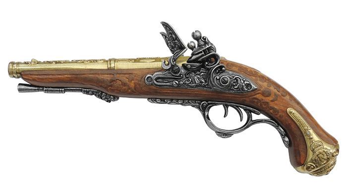 重量810g DENIX フリントロック 銃 ピストル　ナポレオンモデル ☆DENIX フリントロック ダブルバレルピストル ナポレオンモデル
