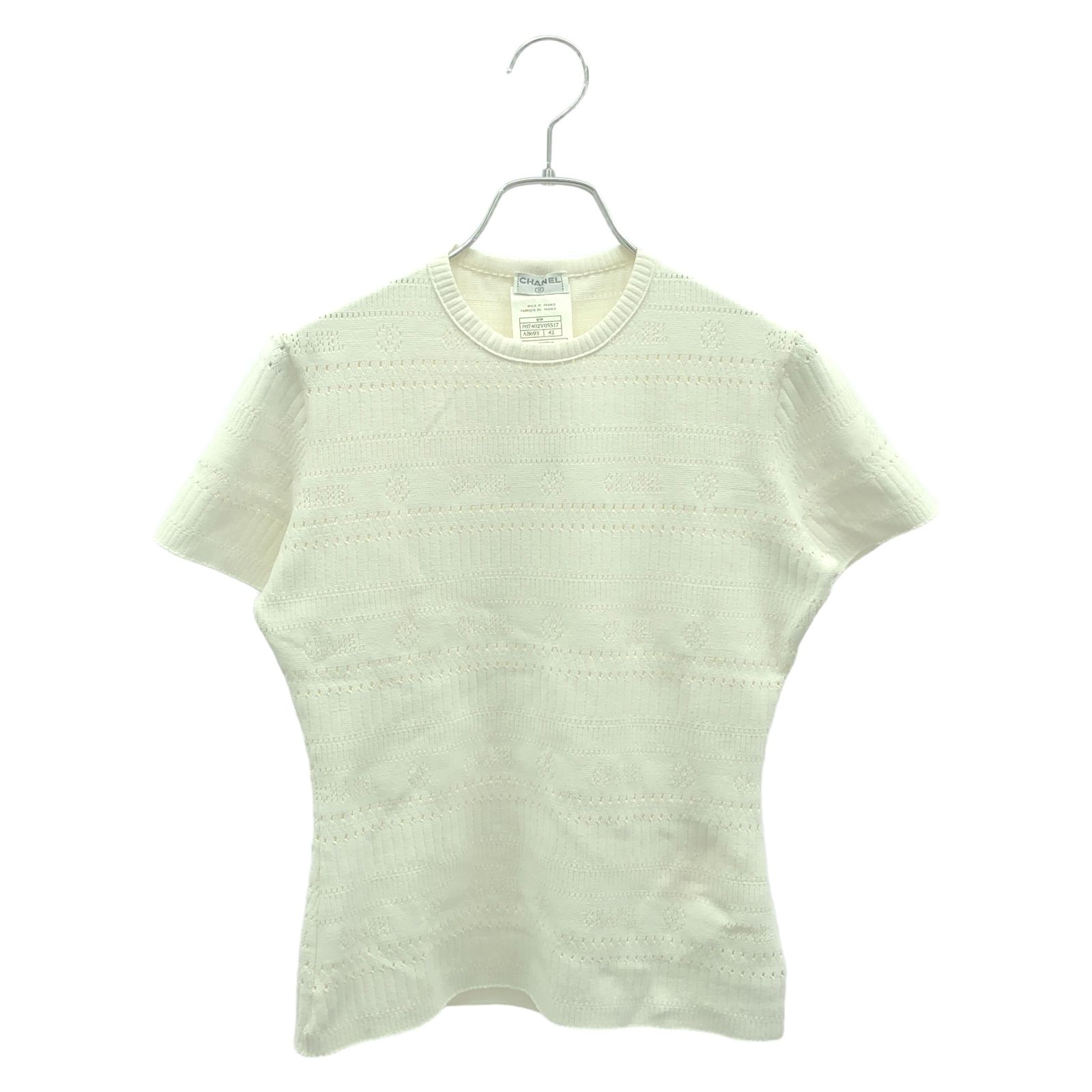 シャネル CHANEL ニット 半袖ニット P07402V0557 ホワイト レーヨン 半袖ニット レディース Used B