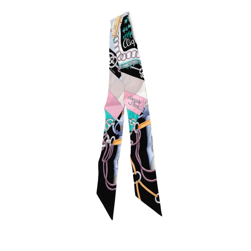 エルメス ツイリー Cliquetis クリケティス ブラック ブルー マルチカラー シルク レディース HERMES 1-0228002