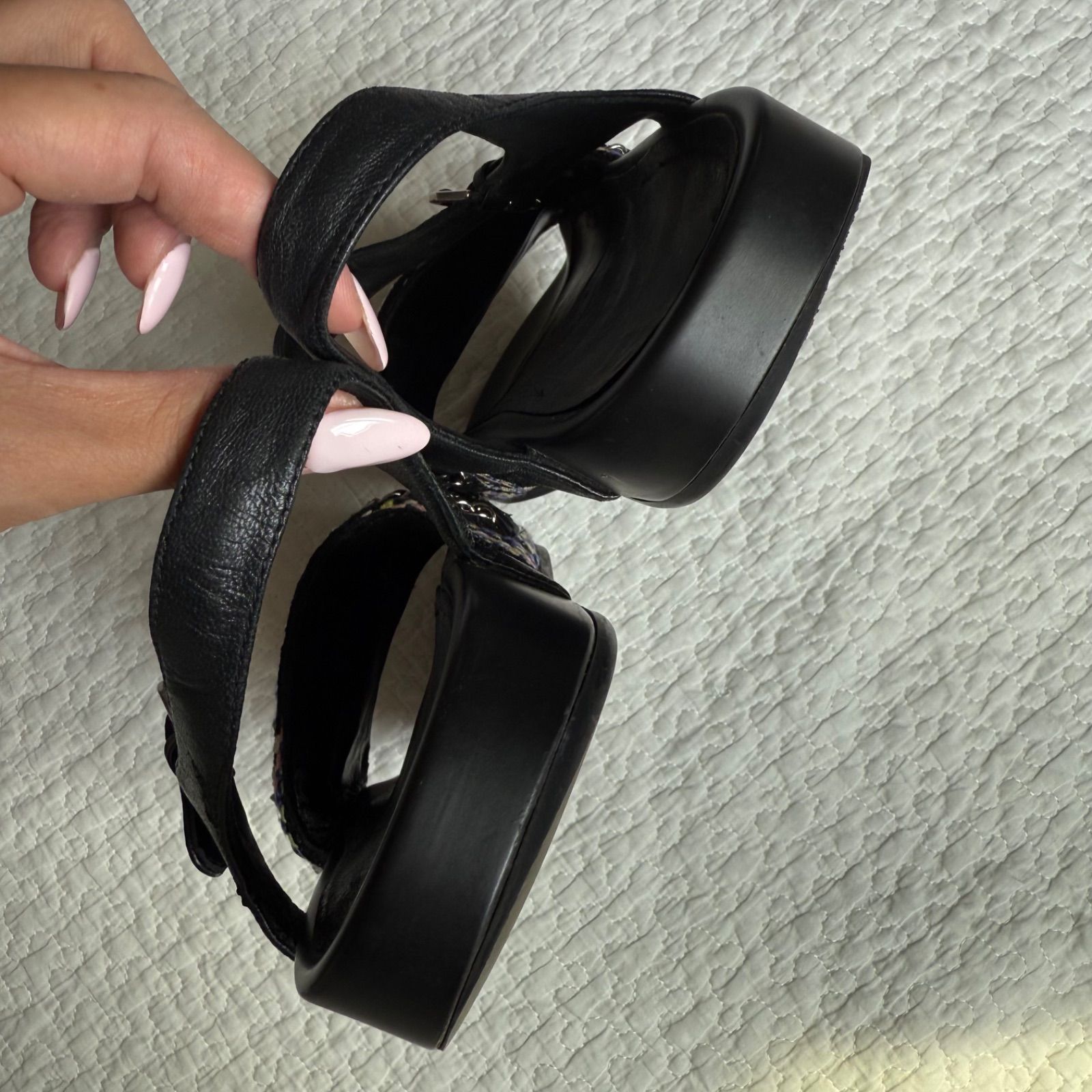シャネル ココマーク チェーンサンダル レザー×ツイード 黒 ブラック 2016 楽天市場】CHANEL シャネル ココマーク プラチェーン サンダル