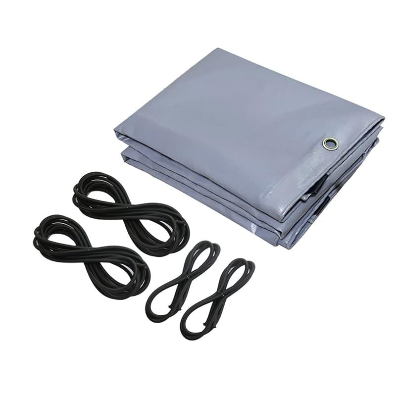 軽トラック 荷台シート 防水仕樣 580ｇ|厚手 PVC帆布 ゴムロープ付属 トラックシート 日焼け防止 耐凍性 耐候性 四角加固 3.6 × 2.4m シルバー