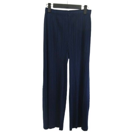 プリーツプリーズ PLEATS PLEASE 25SS プリーツ ワイドパンツ ネイビー 紺 3 PP51JF125