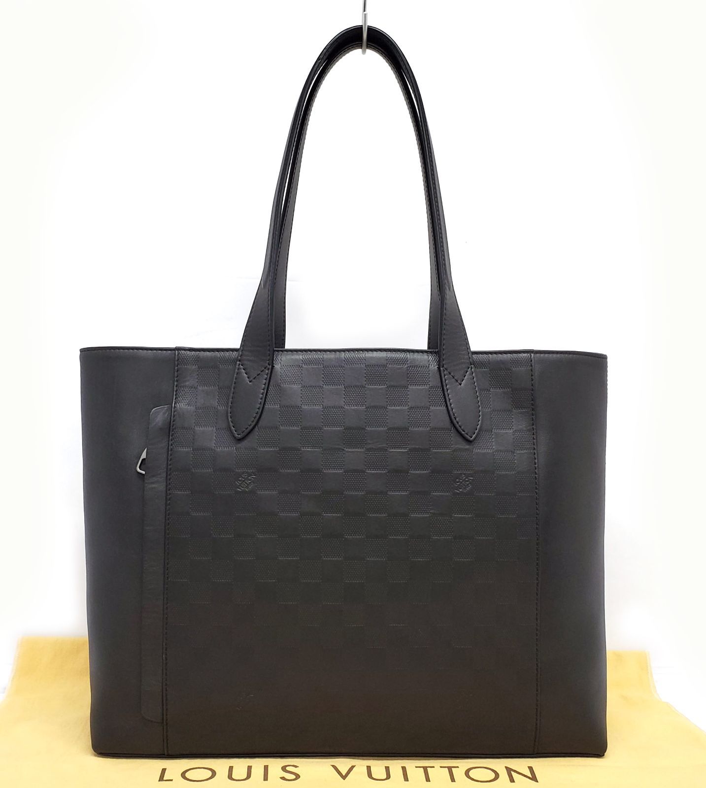 B5049◆ほぼ♥ ルイヴィトン ダミエ アンフィニ カバヴォワヤージュ N41493 トートバッグ◆肩掛け レザー ビジネスバッグ 黒