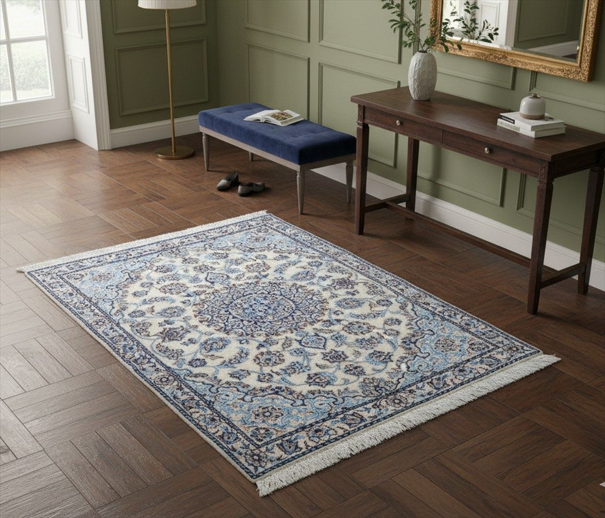 ペルシャギャッベ (ギャベ) チェアマット40x40cm ギャッベ ラグ 玄関