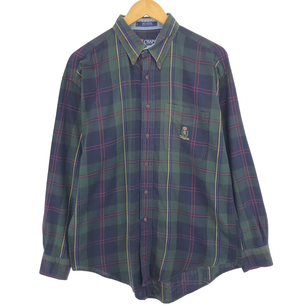 古着 90年代 ラルフローレン Ralph Lauren CHAPS チャップス 長袖 ボタンダウンチェックシャツ メンズM相当 ヴィンテージ/eaa486079