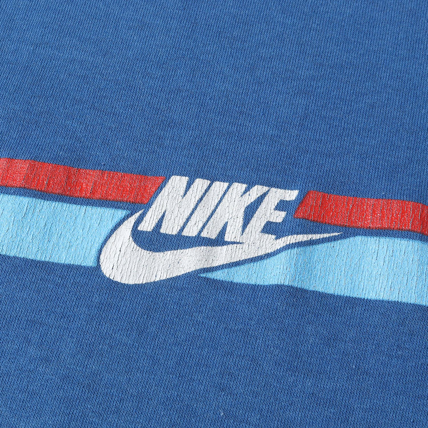 NIKE vintage ナイキ ヴィンテージ 70s オレンジタグ ロゴ プリント クルーネック Tシャツ USA製 ブルー M トップス  カットソー 半袖 アメカジ カジュアル 古着