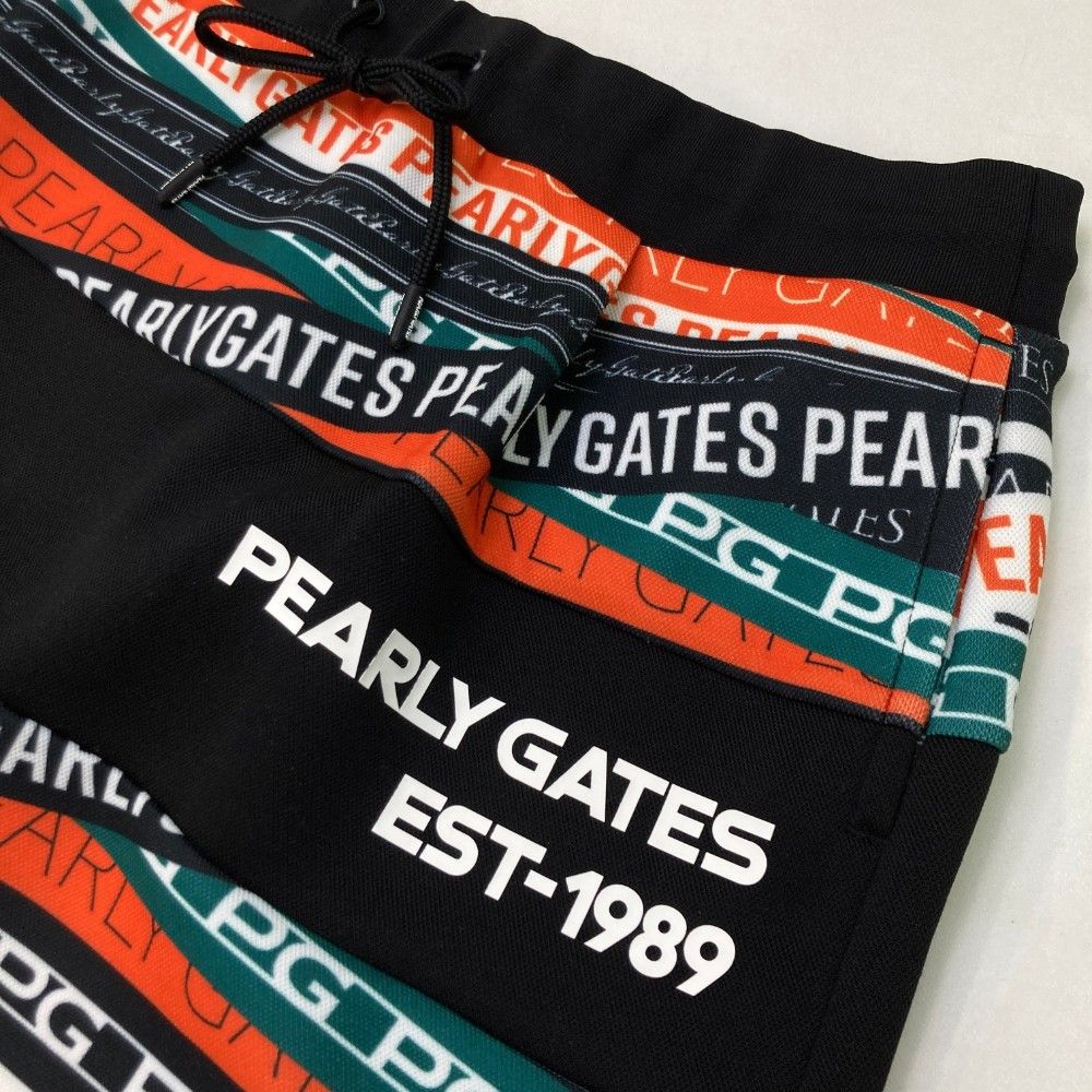 サイズ：2 PEARLY GATES パーリーゲイツ 2024年モデル ストレッチスカート ロゴ総柄 オレンジ系 [240101427836] ゴルフウェア レディース ストスト サイズ：2 PEARLY GATES パーリーゲイツ 2024年モデル
