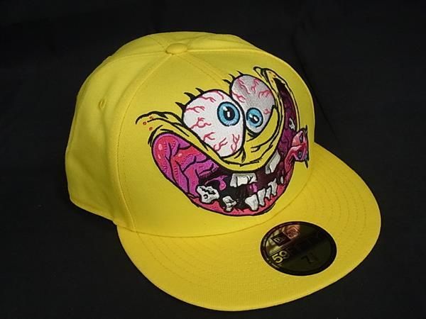 新品未使用 NEWERA ニューエラ スポンジボブ コラボ 59FIFTY ポリエステル キャップ 帽子 サイズ 7 7/8 イエロー系 AY8255