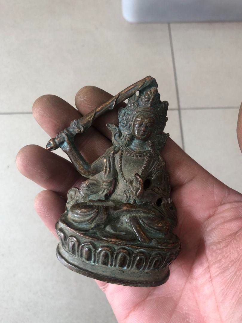 仏教美術 仏像 文殊普賢四臂観音 小仏像 銅製 銅器 G031 中国古玩