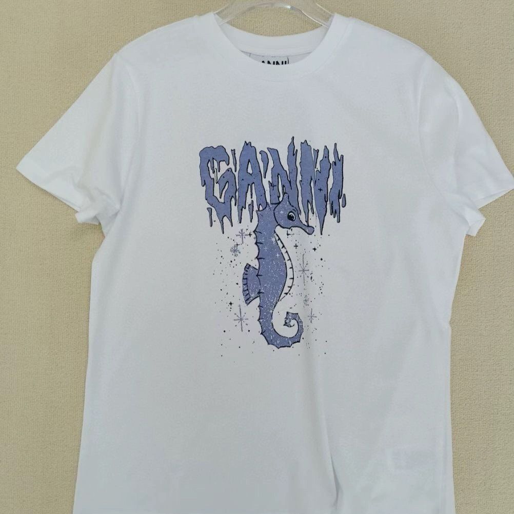 ガニー GANNI RELAXED SEAHORSE T-shirt 半袖  コットンTシャツ