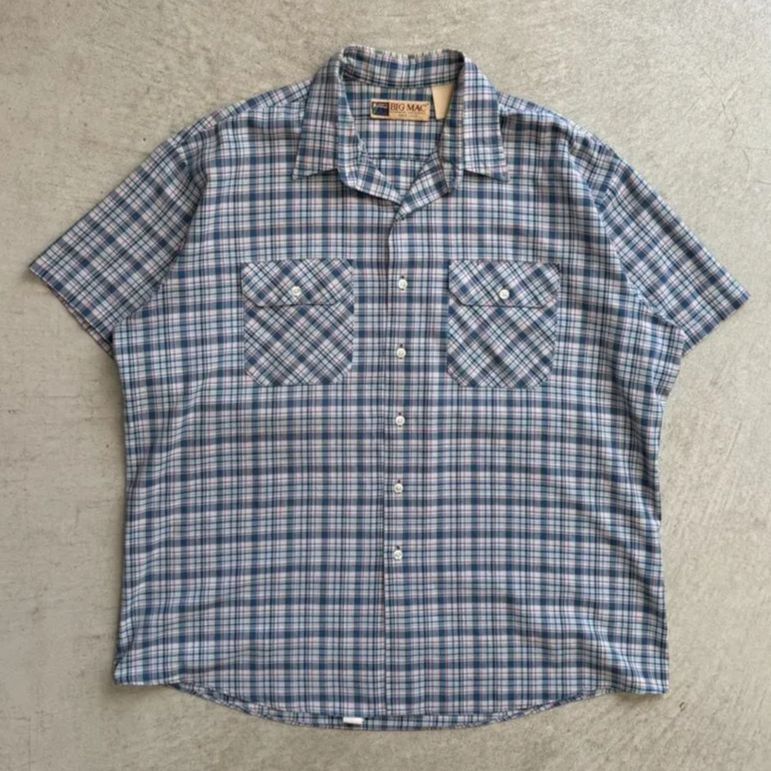 80s BIGCMAC ビックマック　チェックシャツ　半袖シャツ 80s ビッグマック ヴィンテージチェックシャツ 赤茶ベース 半袖